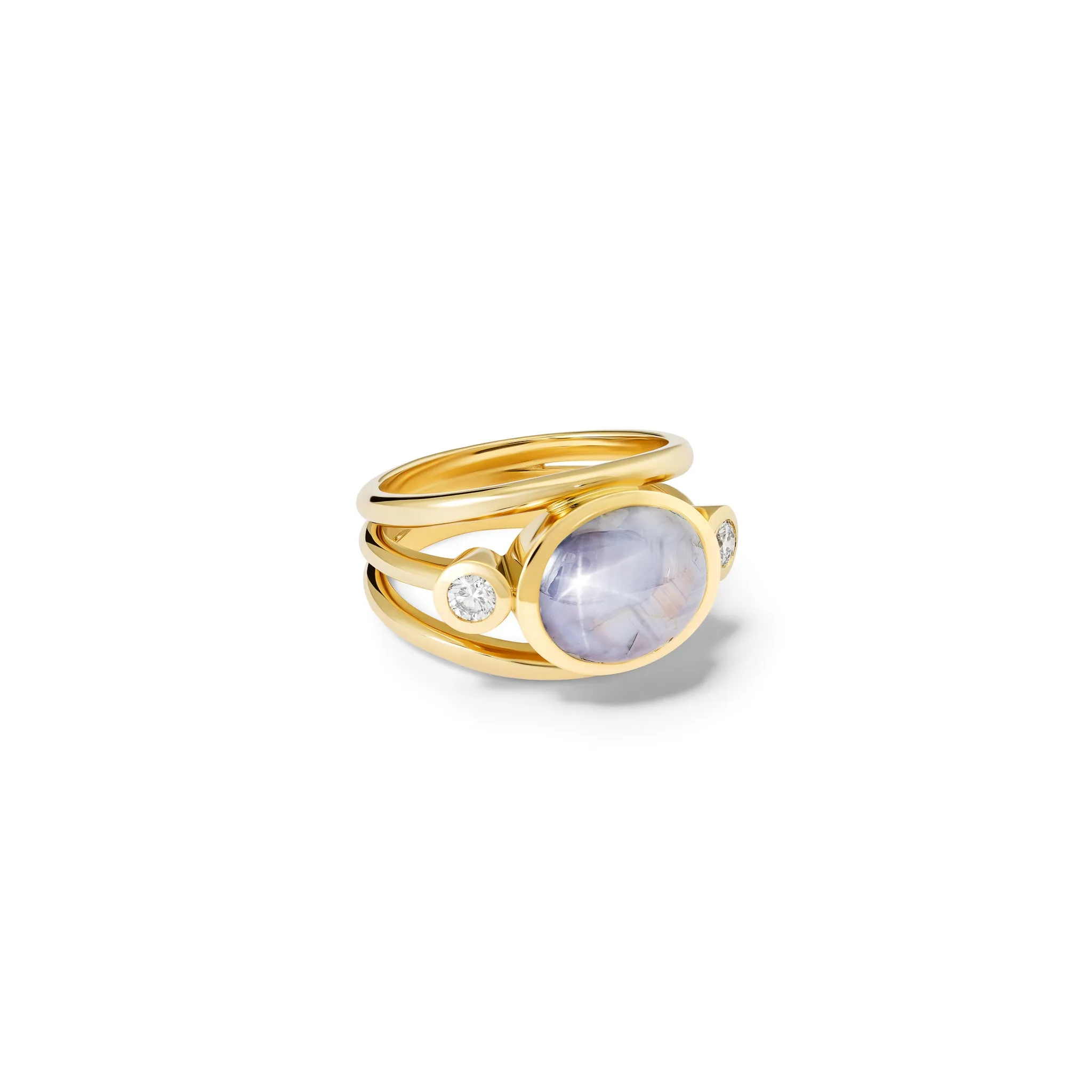 Aeneus Ring 18ct Yellow Gold - Star Pale Sapphire & Diamond