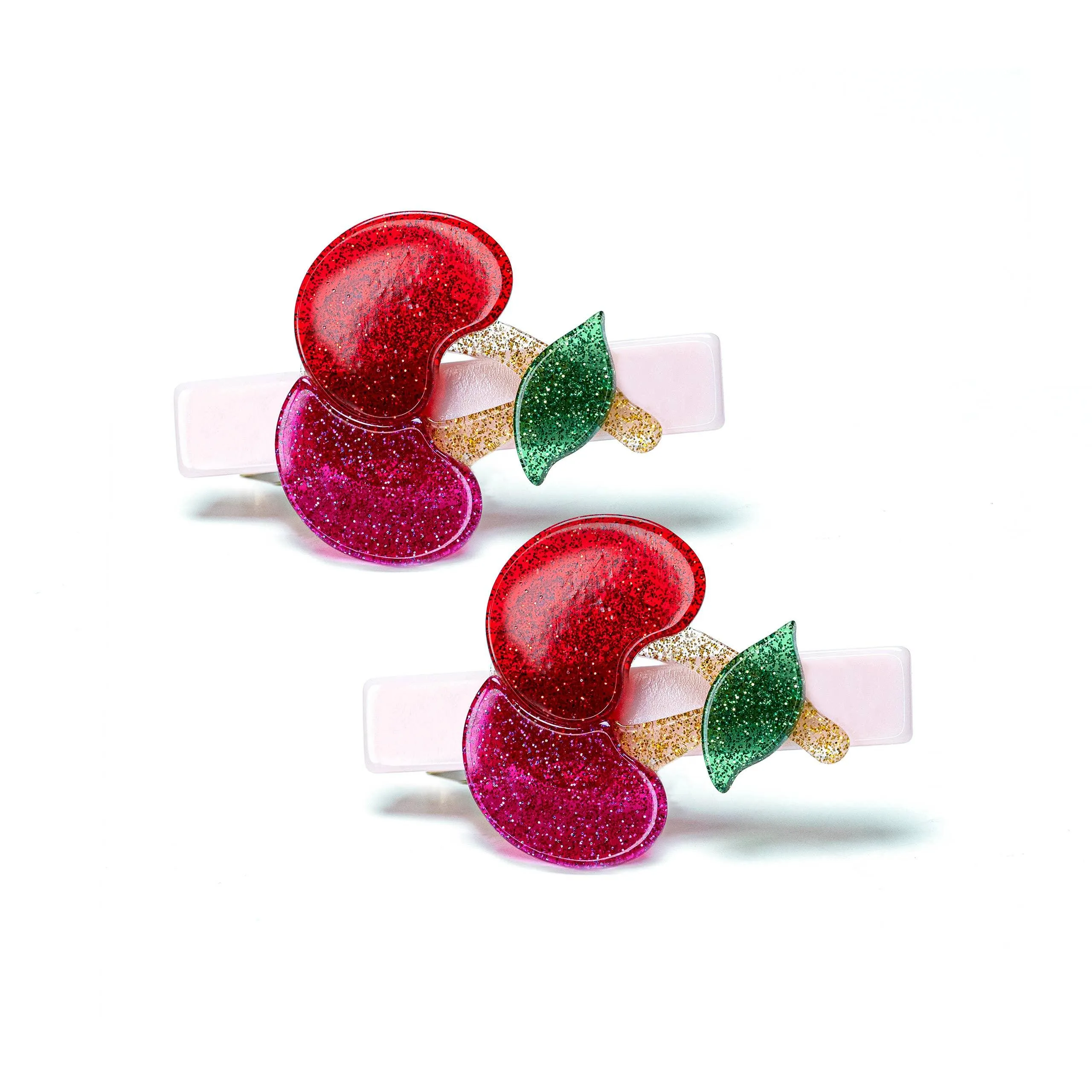 Alligator Hair Clips | Cherry Glitter Red & Pink | Lilies and Roses NY