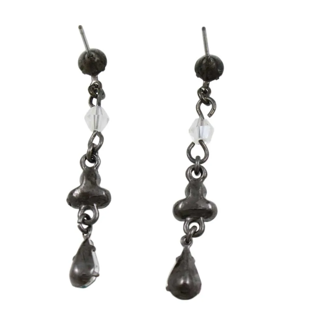 Antique Silver Aurora Borealis Crystal Drops Earring - REC320