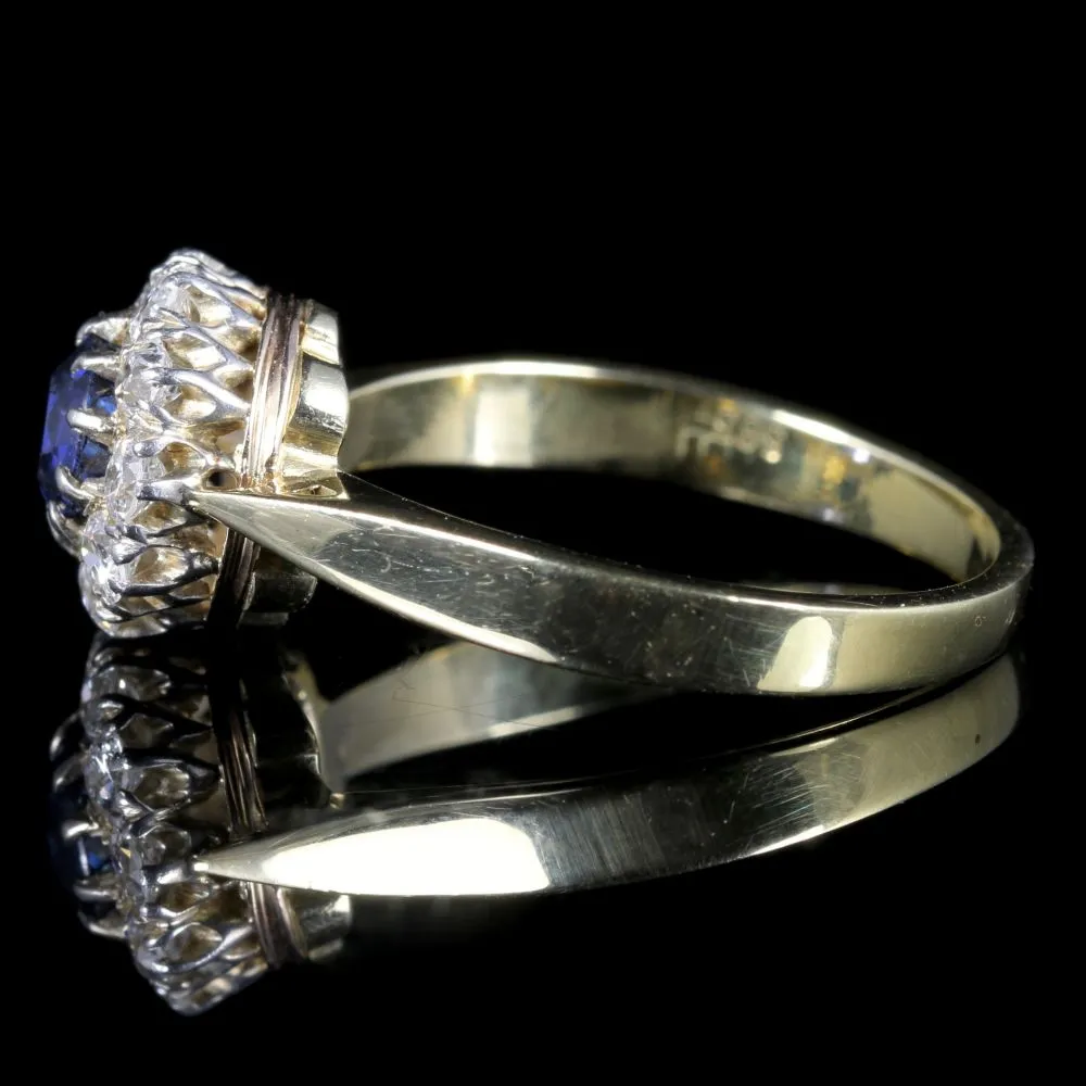 Antique Victorian Sapphire Diamond Ring 18Ct Gold