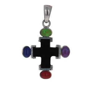 Assorted Stone Cross Pendant