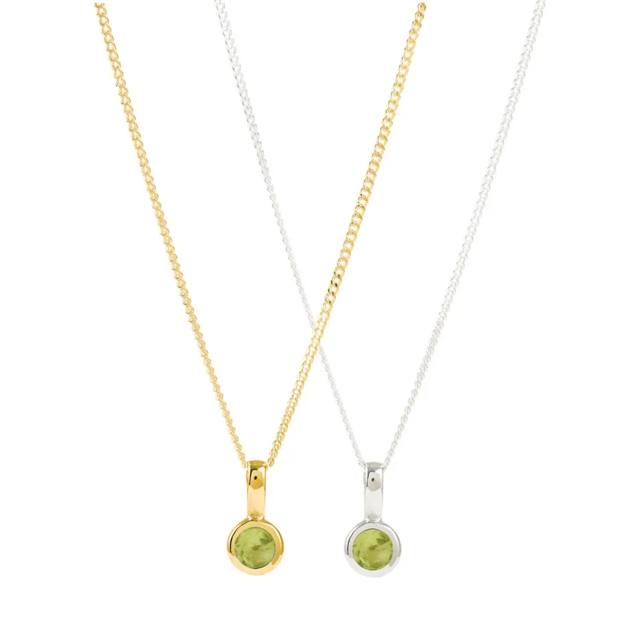 August Birthstone Charm Necklace - Peridot