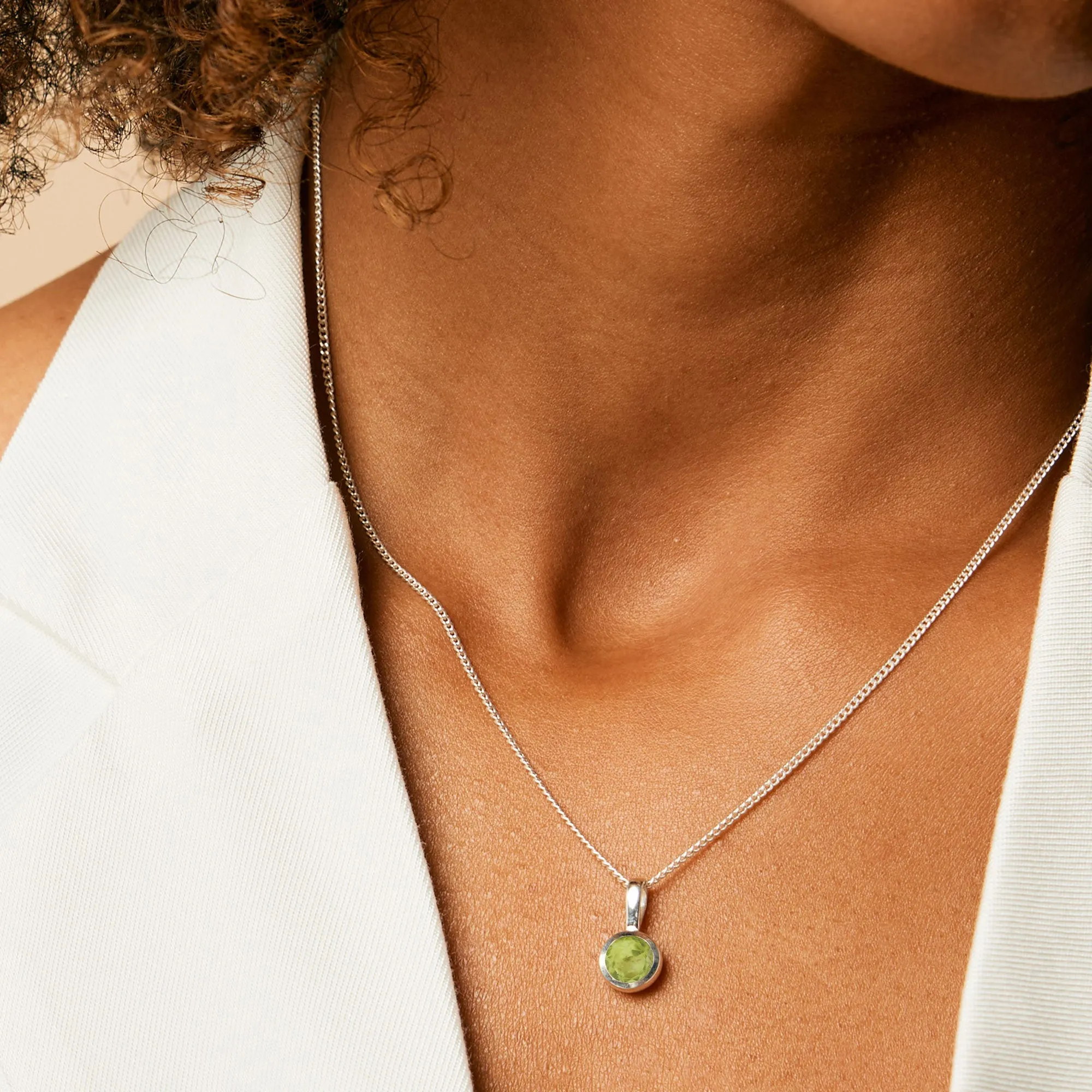 August Birthstone Charm Necklace - Peridot