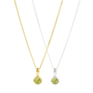 August Birthstone Charm Necklace - Peridot