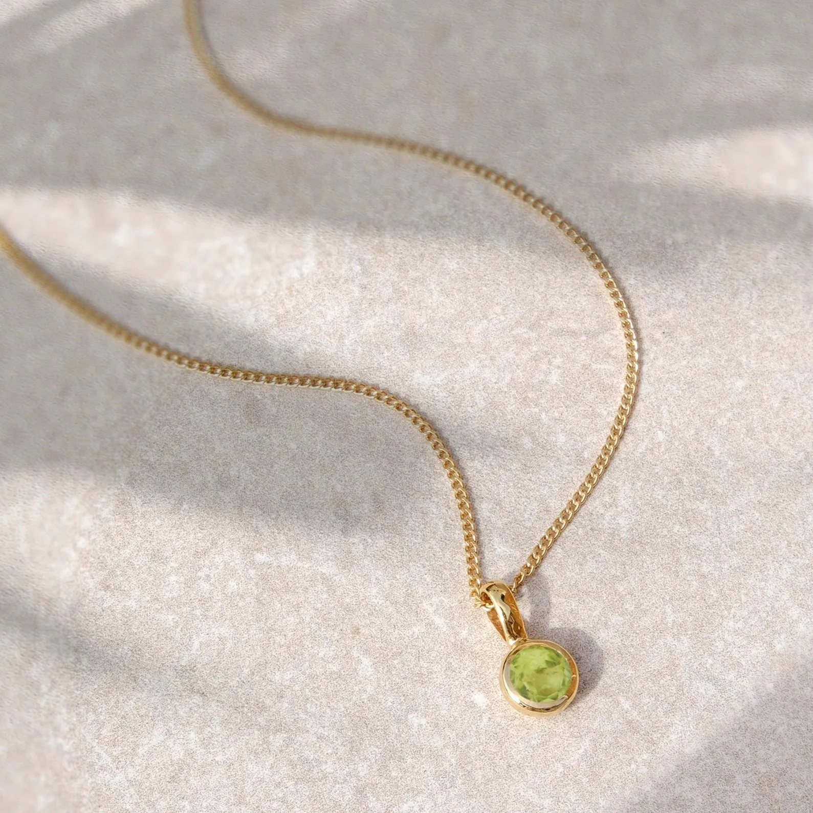 August Birthstone Charm Necklace - Peridot