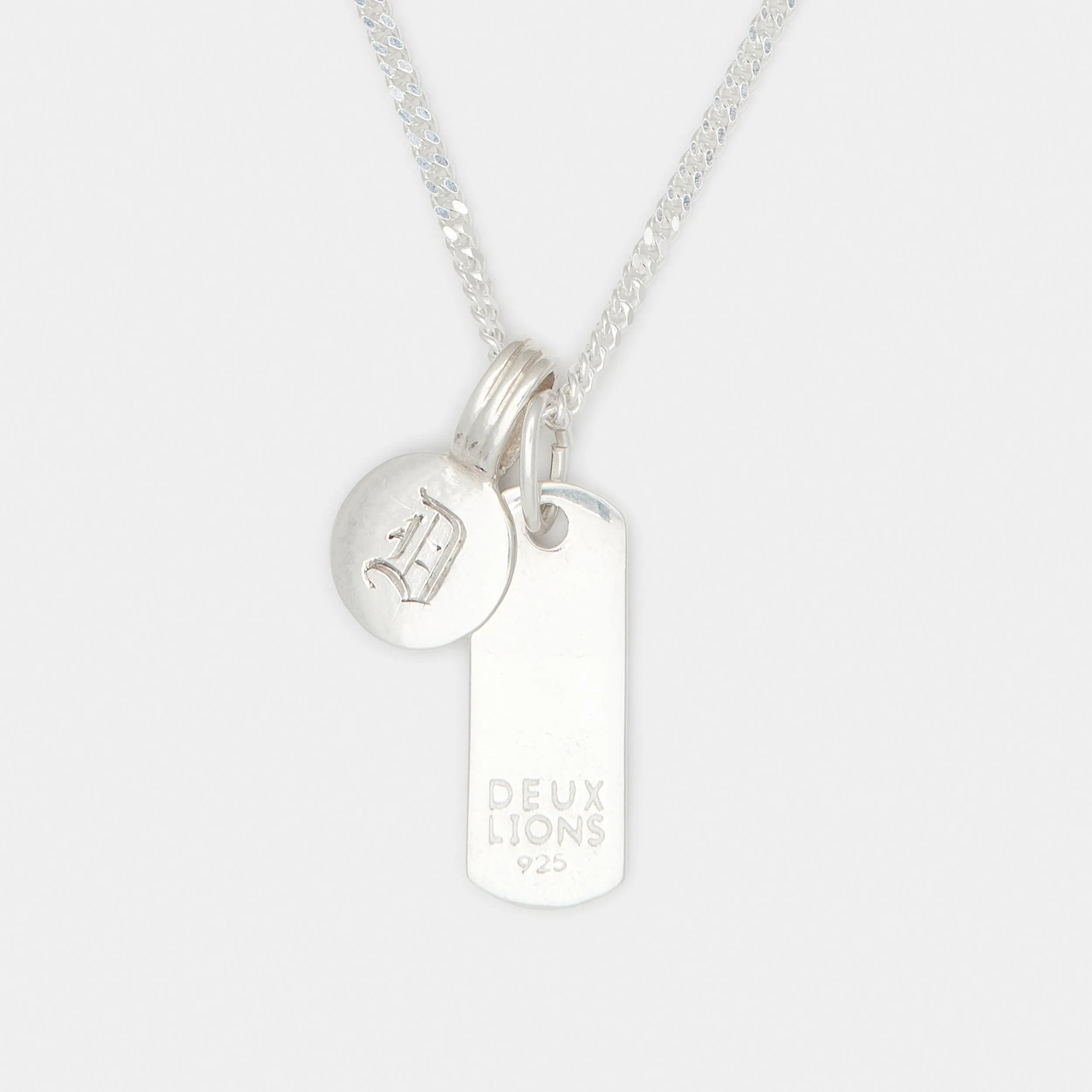 Baby Lion Tag Medallion Combo Necklace in Silver