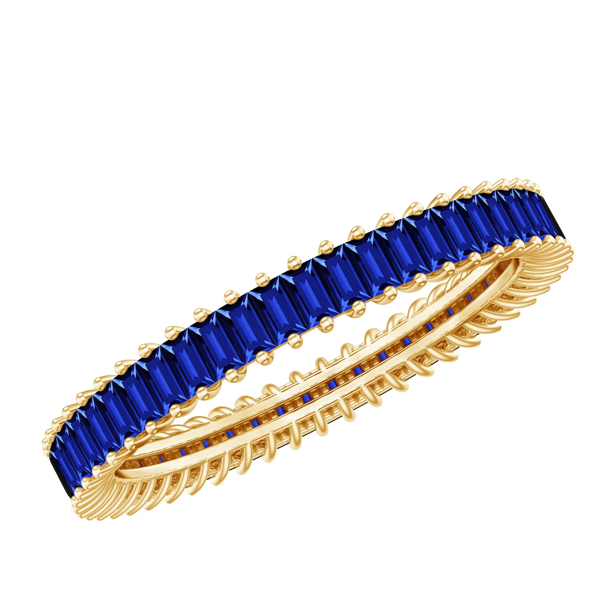 Baguette Cut Created Blue Sapphire Eternity Band Ring