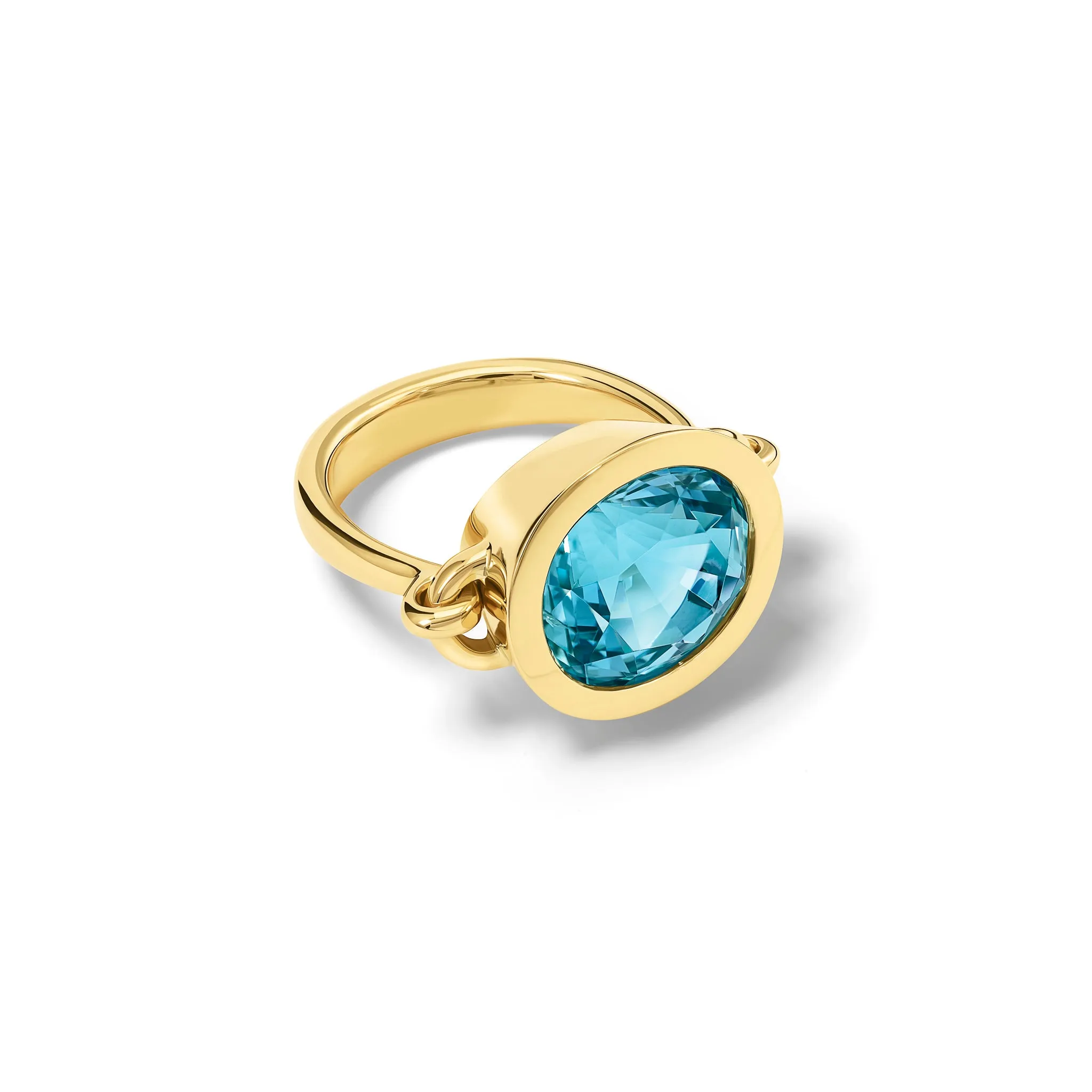 Baguette Extra Large Ring Yellow Gold - Aquamarine