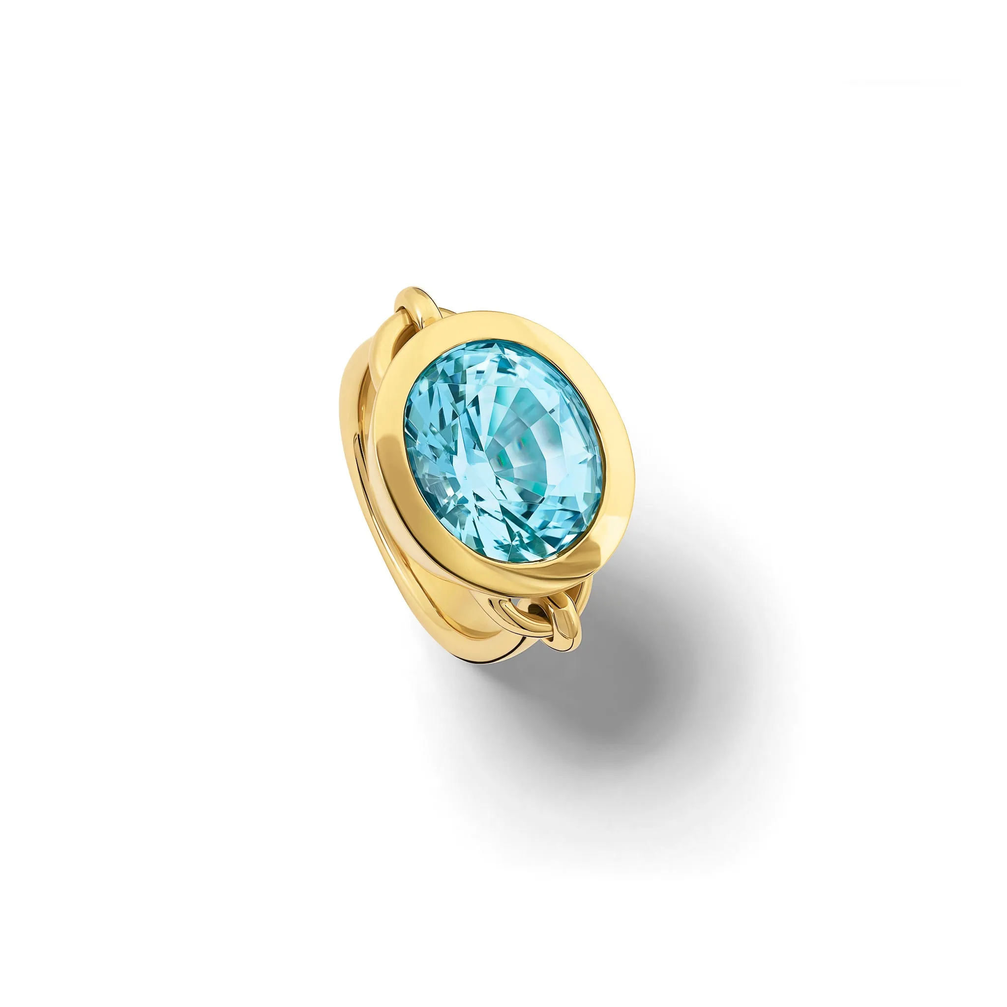 Baguette Extra Large Ring Yellow Gold - Aquamarine