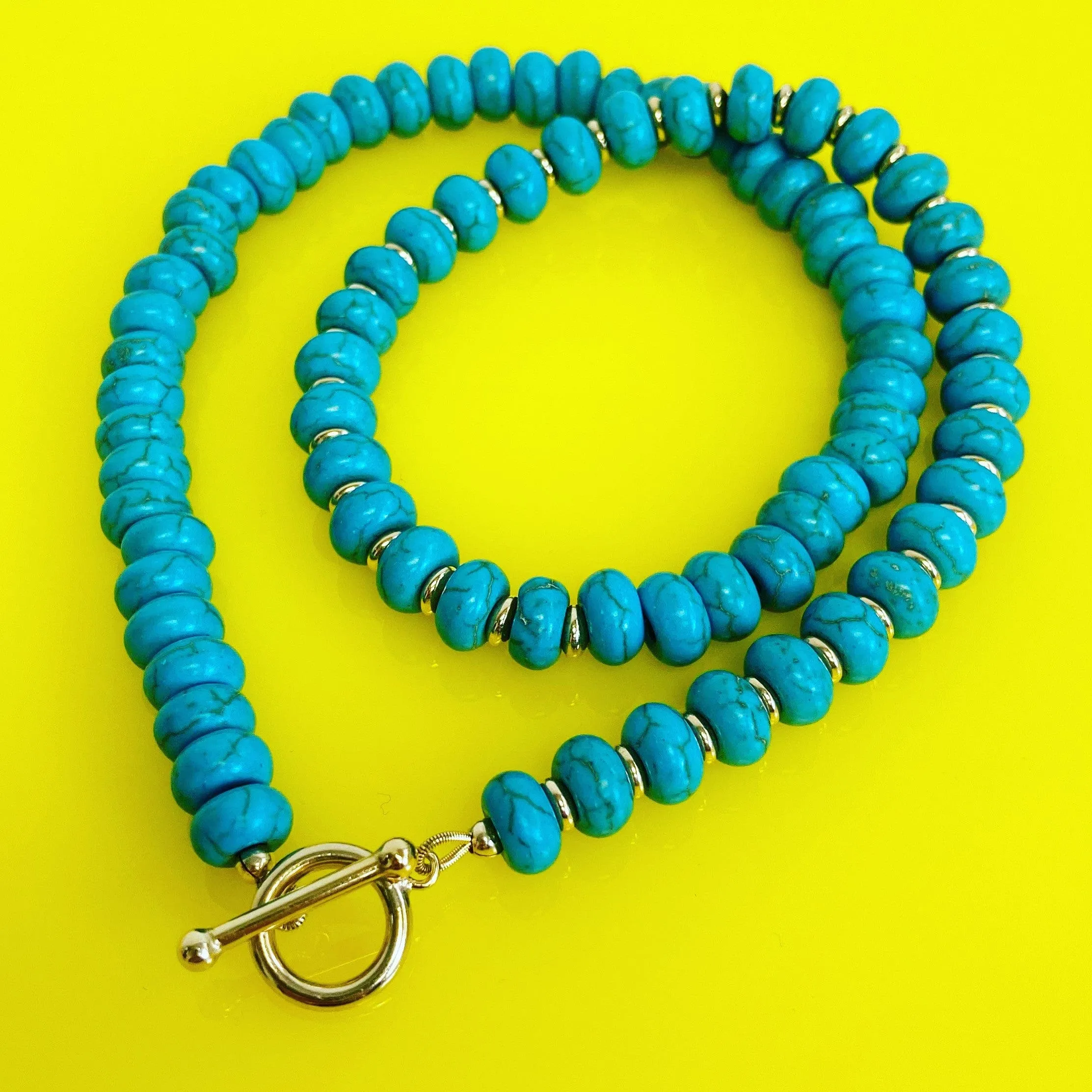 BEADazzled | Turquoise   Gold Beaded Necklace