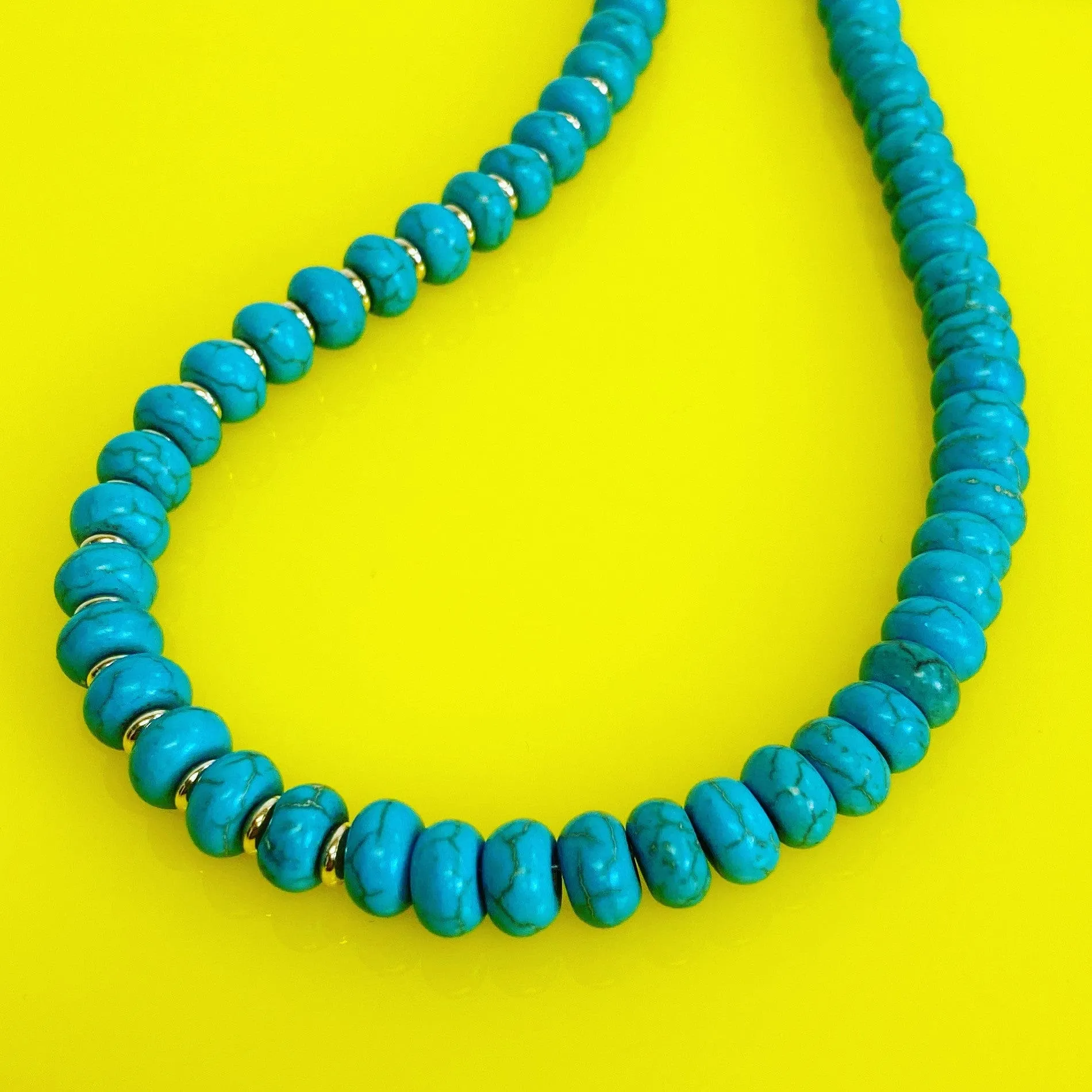 BEADazzled | Turquoise   Gold Beaded Necklace