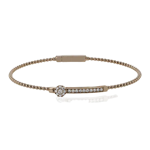 Beaded Bangle in 18k Gold with Diamonds