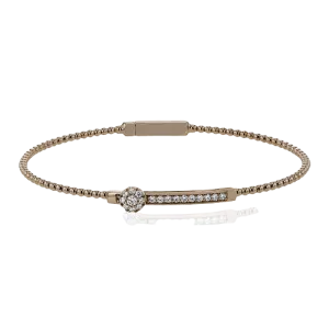 Beaded Bangle in 18k Gold with Diamonds