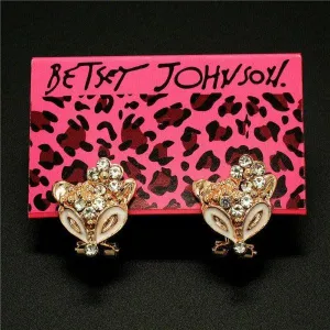 Betsey Johnson Fox Rhinestone Gold Earrings