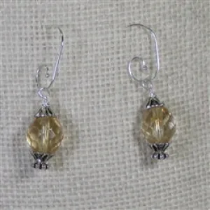 Big Czech Crystal Bead Drop Earrings Beige