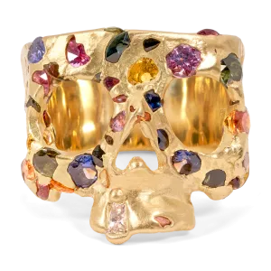 Blossom Crush Confetti Skull Ring - Made To Order