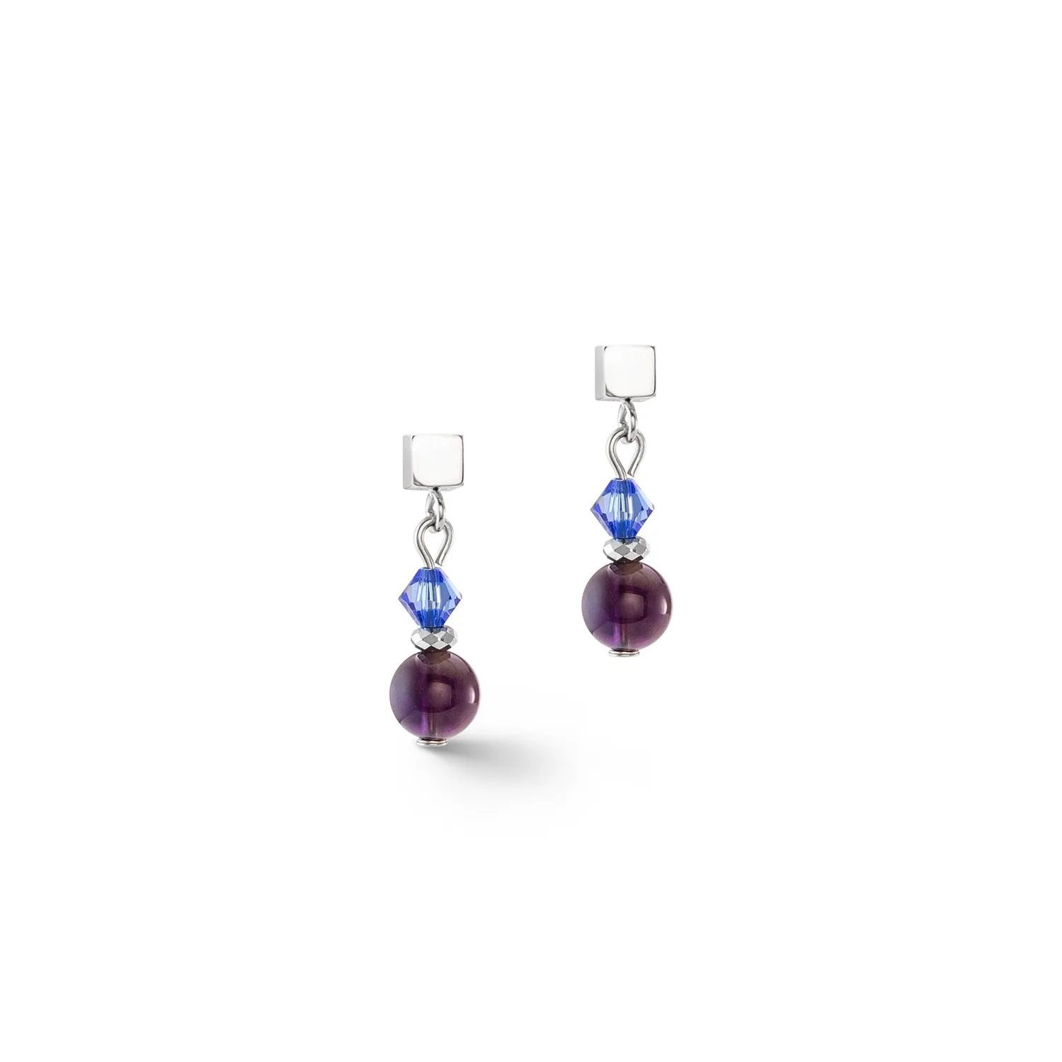 Blue and Purple Bead Drop Earrings