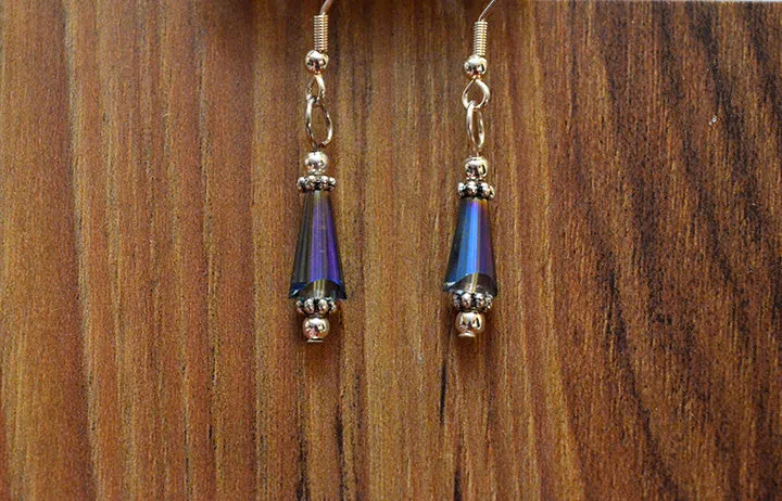 Blue Purple Crystal Earrings