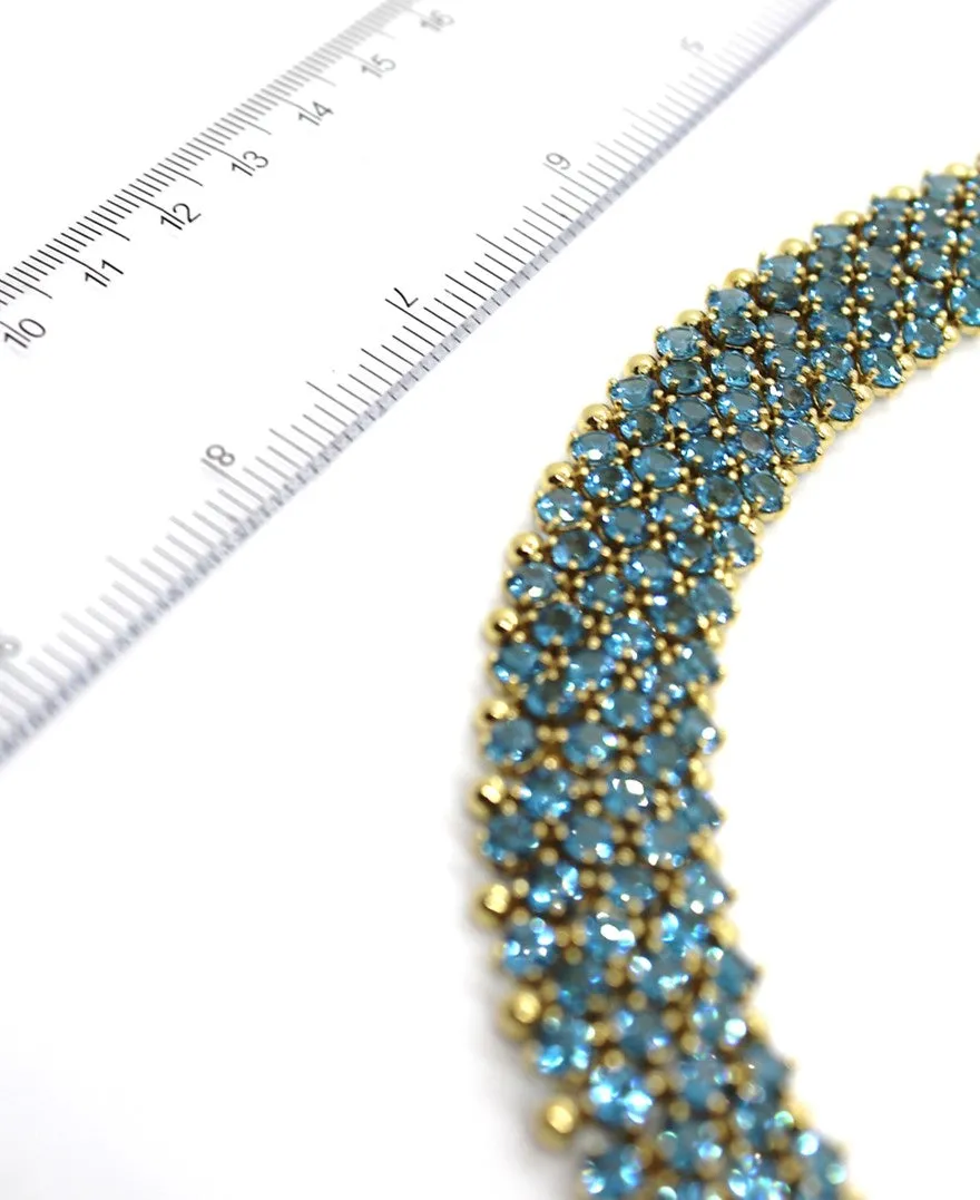 Blue Topaz Choker Necklace 15.5 Inch in 14K Yellow Gold