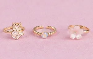 Boutique Foxy Floral Rings, 3pcs