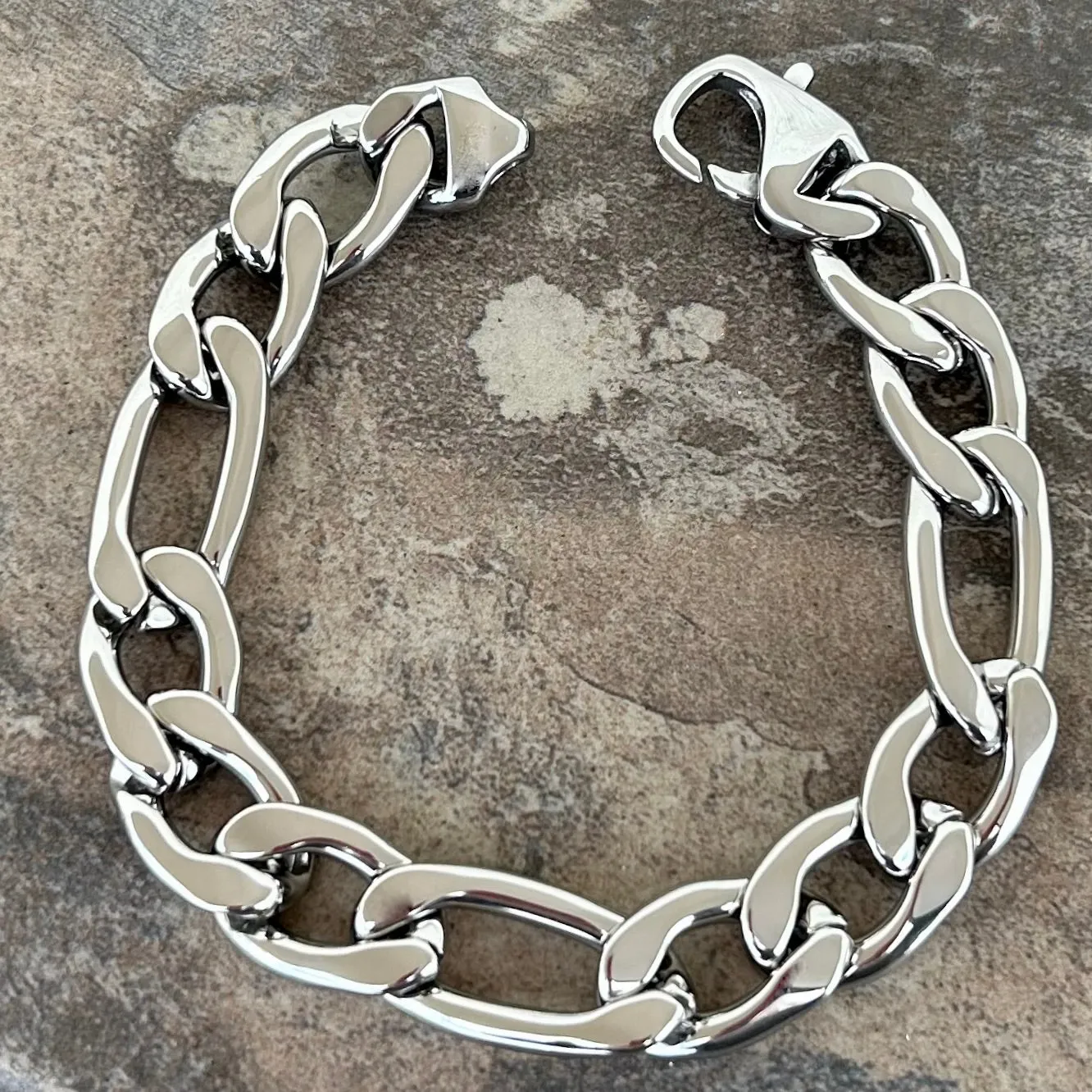 Bracelet - Figaro - Classic - Polished Silver - 1/2 Wide - FB07