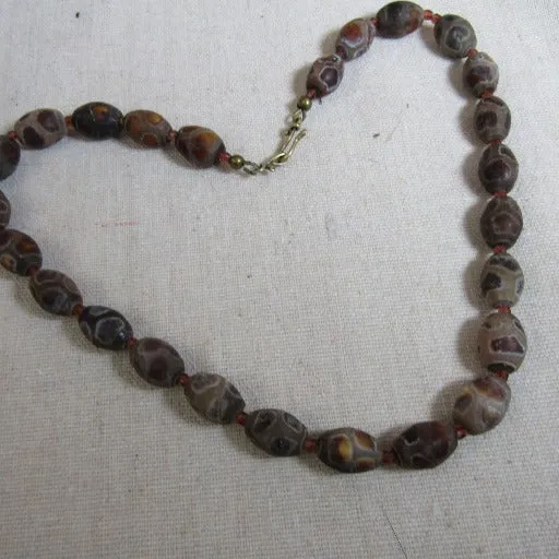 Brown Gemstone Bead Necklace Unisex