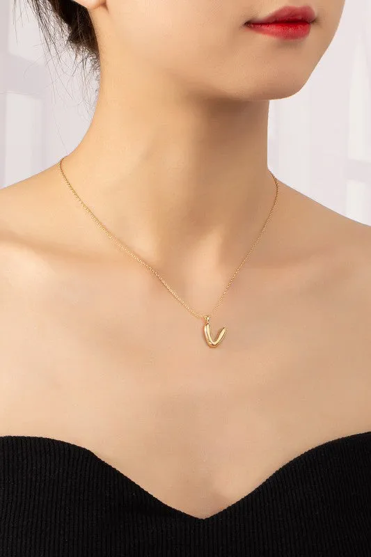 Bubble Letter Initial Necklace - Gold