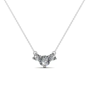 Calliope 18k White Gold Plated 3-Stone Crystal Pendant Necklace