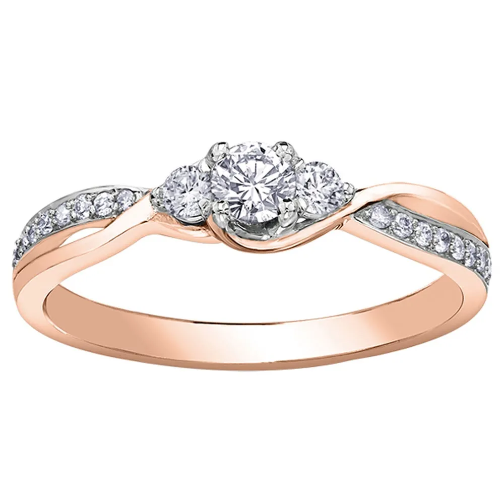 Canadian Accented Three-Stone Twist Diamond Ring