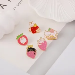 Cartoon Style Pin Animal Strawberry Alloy Enamel Unisex Brooches