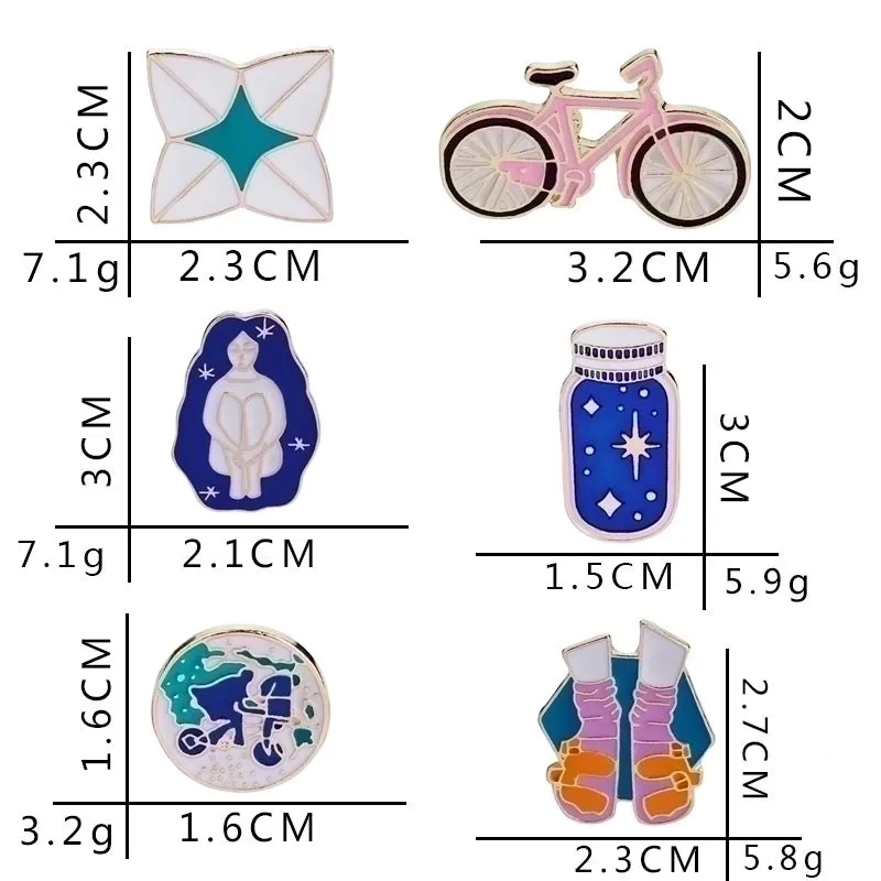 Cartoon Style Pin Bicycle Sock Wishing Bottle Alloy Enamel Unisex Brooches