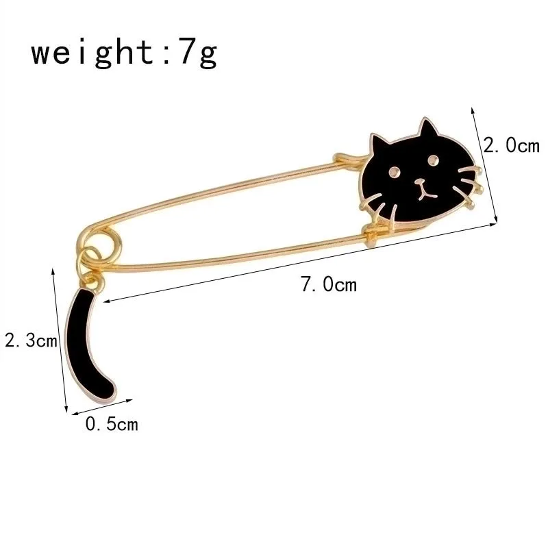 Cartoon Style Pin Cat Alloy Enamel Couple Brooches