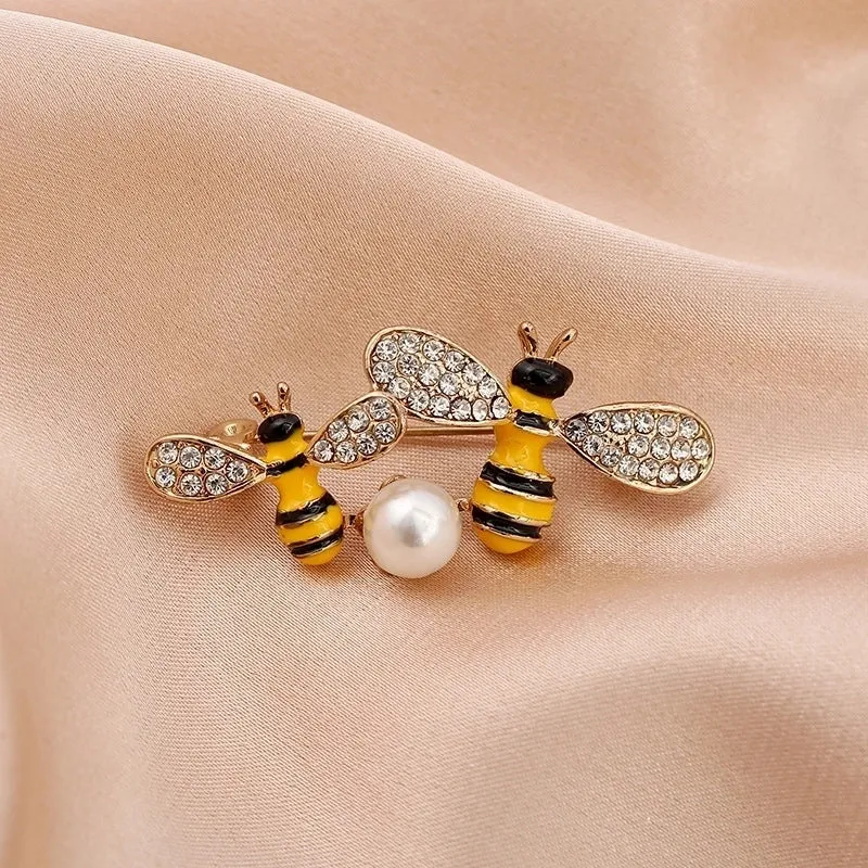 Cartoon Style Pin Imitation Pearl Alloy Rhinestone Enamel Unisex Brooches