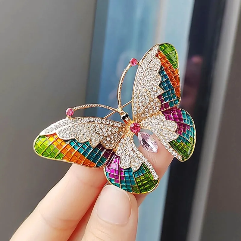 Casual Sweet IG Style Pin Butterfly Alloy Enamel Hollow Out Inlay Artificial Crystal Rhinestones Unisex Brooches