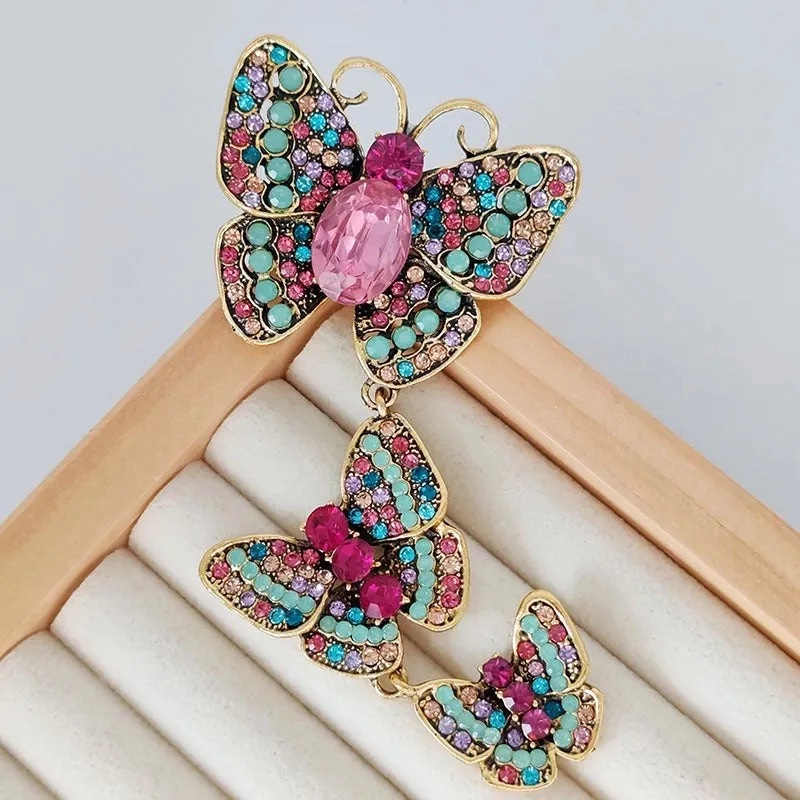 Casual Sweet IG Style Pin Butterfly Alloy Enamel Hollow Out Inlay Artificial Crystal Rhinestones Unisex Brooches