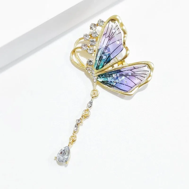 Casual Sweet IG Style Pin Butterfly Alloy Enamel Hollow Out Inlay Artificial Crystal Rhinestones Unisex Brooches