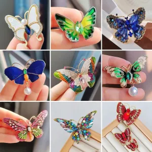 Casual Sweet IG Style Pin Butterfly Alloy Enamel Hollow Out Inlay Artificial Crystal Rhinestones Unisex Brooches