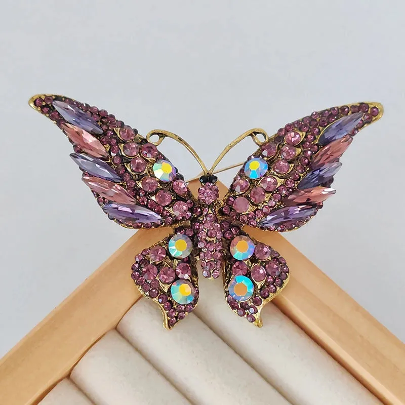 Casual Sweet IG Style Pin Butterfly Alloy Enamel Hollow Out Inlay Artificial Crystal Rhinestones Unisex Brooches