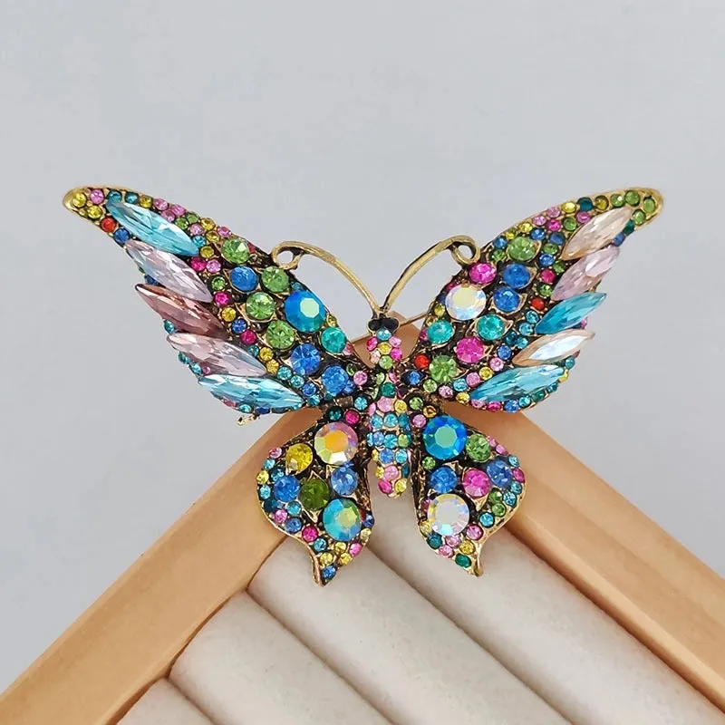 Casual Sweet IG Style Pin Butterfly Alloy Enamel Hollow Out Inlay Artificial Crystal Rhinestones Unisex Brooches