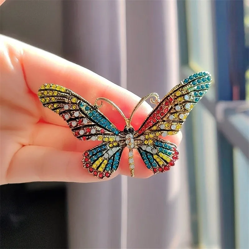 Casual Sweet IG Style Pin Butterfly Alloy Enamel Hollow Out Inlay Artificial Crystal Rhinestones Unisex Brooches