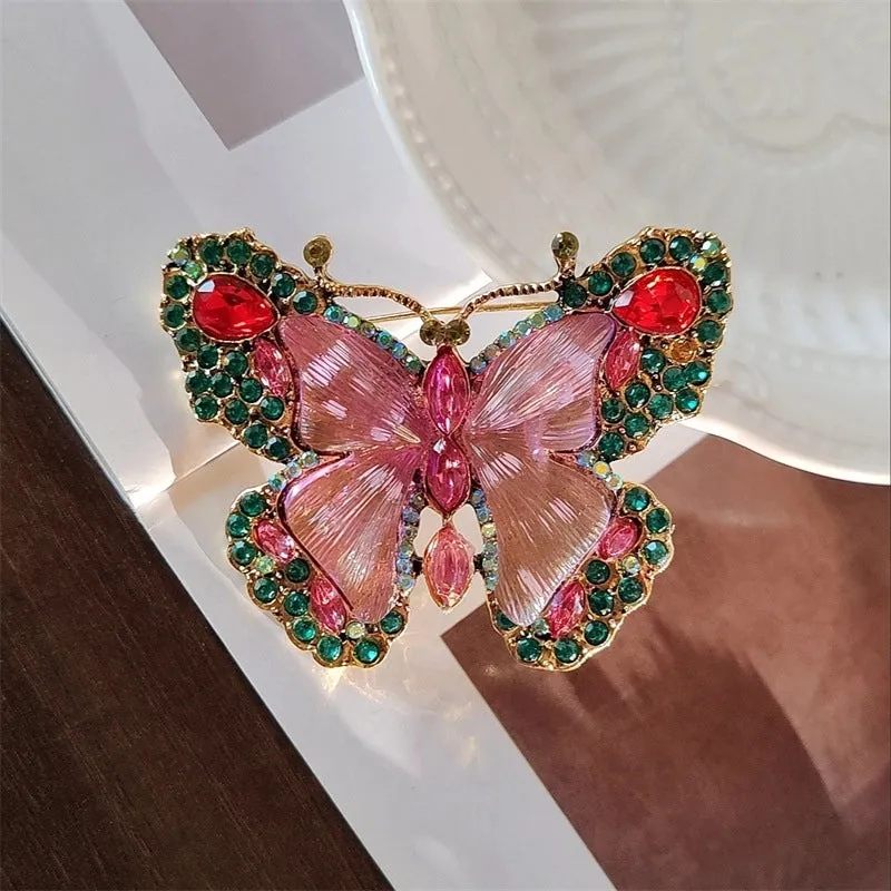 Casual Sweet IG Style Pin Butterfly Alloy Enamel Hollow Out Inlay Artificial Crystal Rhinestones Unisex Brooches