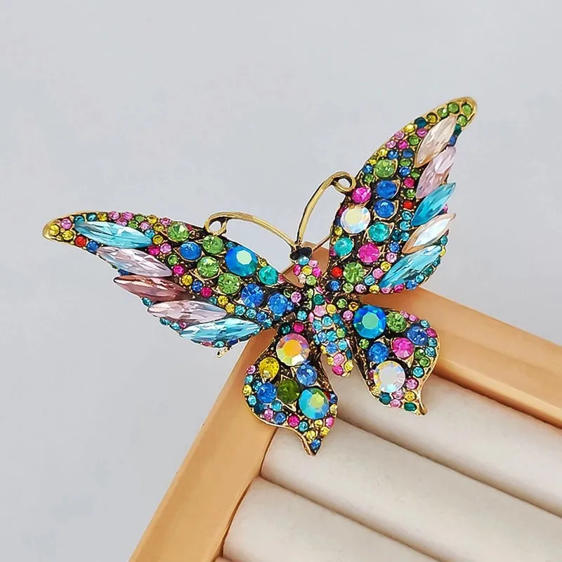 Casual Sweet IG Style Pin Butterfly Alloy Enamel Hollow Out Inlay Artificial Crystal Rhinestones Unisex Brooches