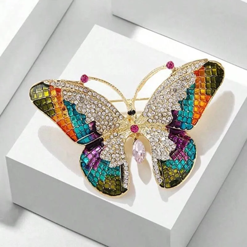 Casual Sweet IG Style Pin Butterfly Alloy Enamel Hollow Out Inlay Artificial Crystal Rhinestones Unisex Brooches