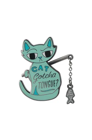 Cat Got Your Tongue Enamel Pin by Erstwilder