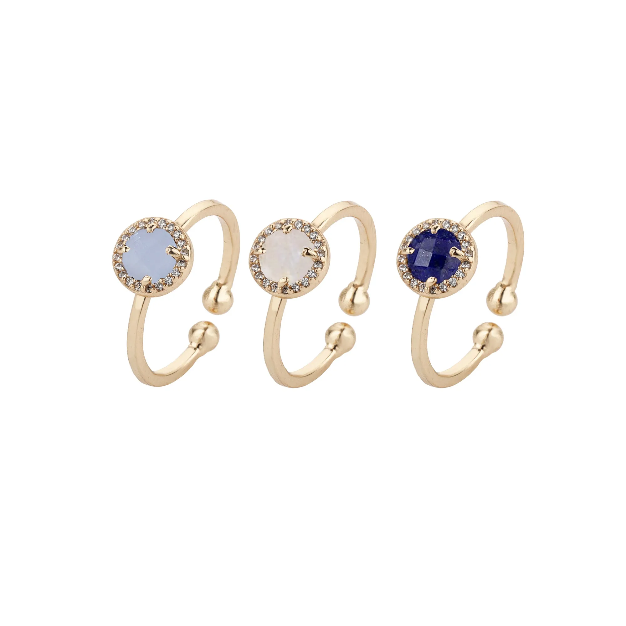 Cerulean Pave Stack Rings