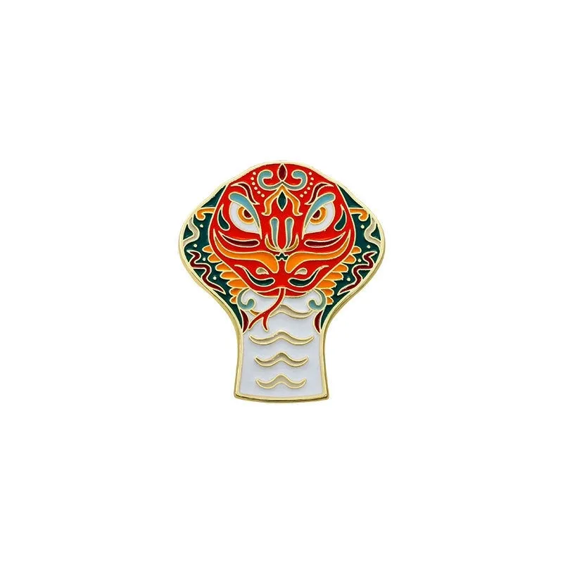 Chinoiserie Pin Snake Zinc Alloy Enamel Unisex Brooches