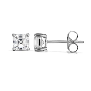 Classic 9CT White Gold Asscher Cut Cubic Zirconia Earrings