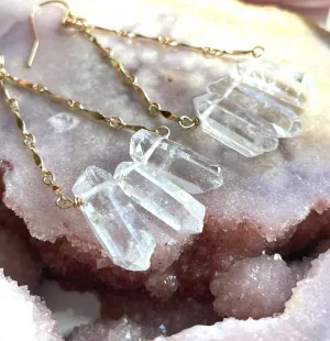 Clear Quartz Raw Crystal Earrings