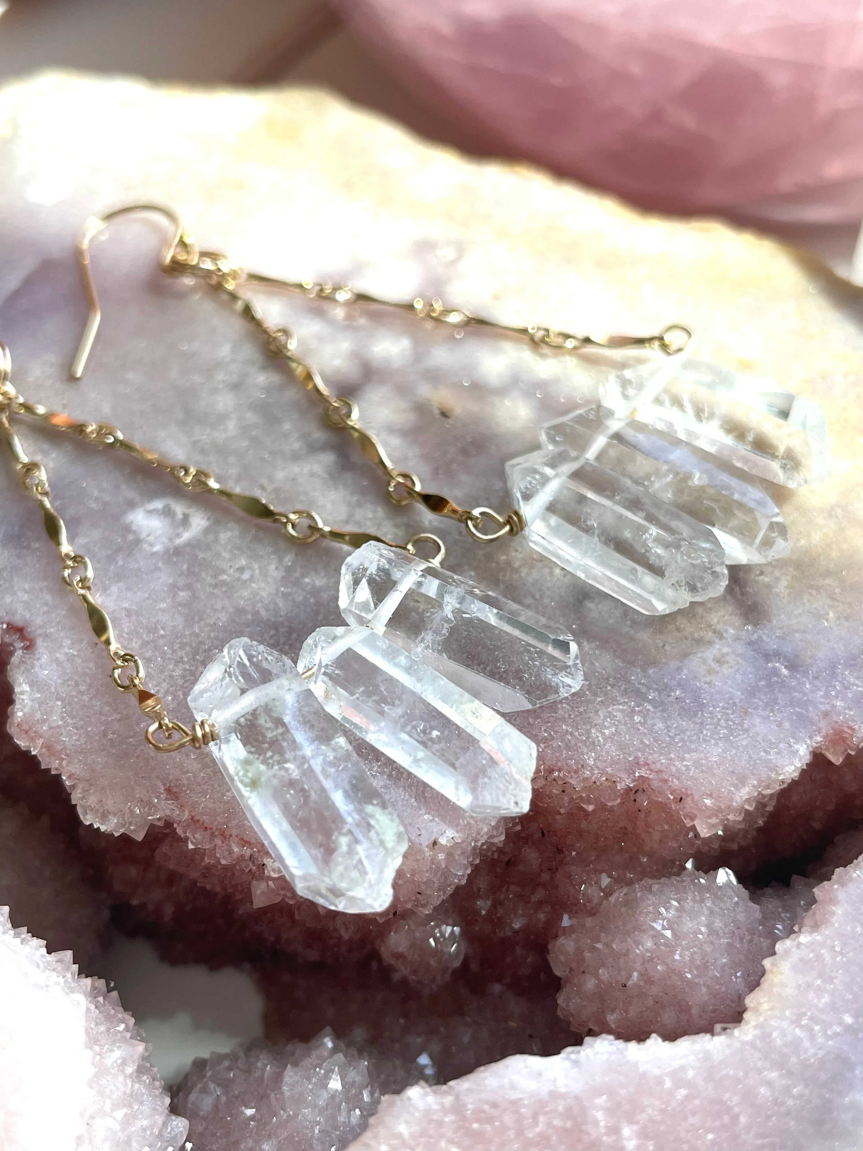 Clear Quartz Raw Crystal Earrings