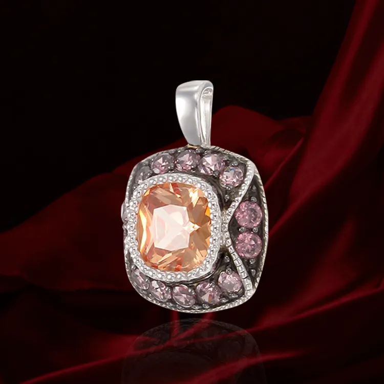 Cloisonne Champagne and Rhodolite Pendant